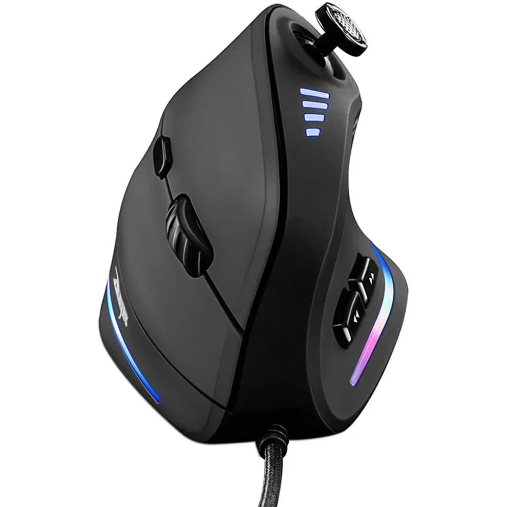 Wired Gaming Vertical Mouse with Joystick Ergonomics Mice for Laptop RGB Backlit Programmable 11keys Wired Mouse